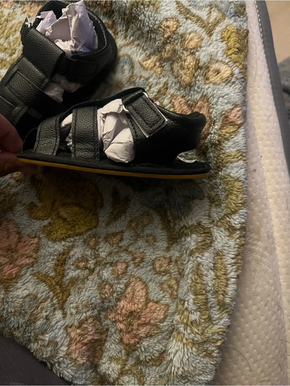 Black Toddler Walker Sandals with Adjustable Straps